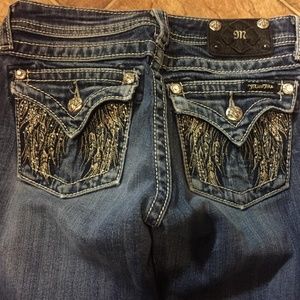 Miss Me Angel Wing boot cut jeans, size 14